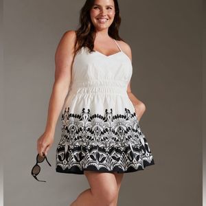 Anthropologie Black and White Floral Mini Dress